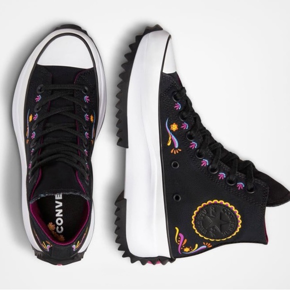Converse Run Star Hike Day Dead High Platform Painted Embroidered NWT 13… - Picture 12 of 14